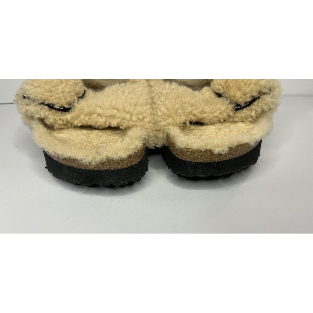 Birkenstock Papillio Teddy Shearling Arizona Big Buckle Slide Sandals Women 7 38 - Picture 7 of 9